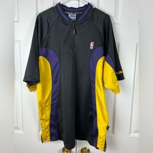Vintage‎ LA Lakers FUBU Athletics Black Gold Purple Quarter Zip Shirt Size XL